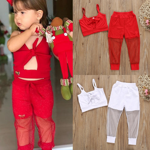 Girls Clothes Set Kids Clothes Outfits Vest Tops Lace Long Pants Toddler Summer Children Clothes Set Boutique Girls Clothing Set