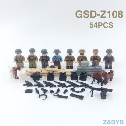 Military Sets WW2 Soldiers Army Accessories USA Weapons Guns Figures Soviet Model Building block brick Legoed Children Gift Toy