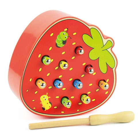 Wooden Catch Worm Game & Magnetic Fishing Games Magnetic Catches Caterpillar For Children Early Education Toys Fishing Toys