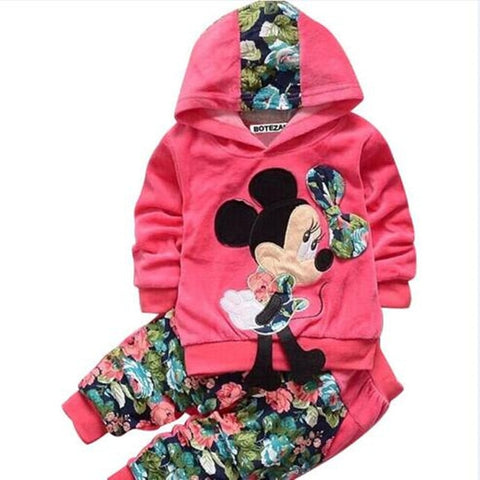 Girls clothing sets Mickey Children Clothes Set Cotton Bow Tops T shirt Leggings Pants Baby Kids 2 Pcs Suit Costume For 0-4 Year