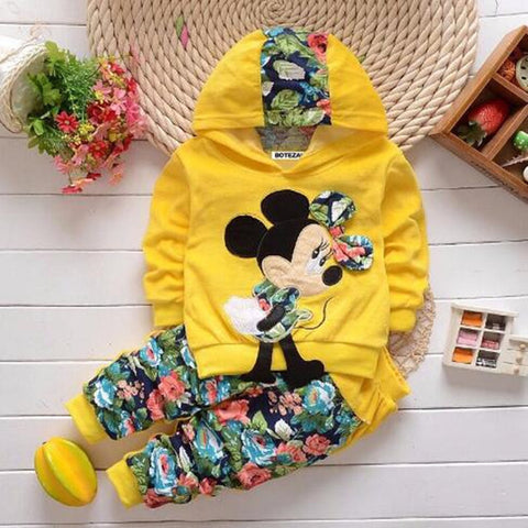 Girls clothing sets Mickey Children Clothes Set Cotton Bow Tops T shirt Leggings Pants Baby Kids 2 Pcs Suit Costume For 0-4 Year