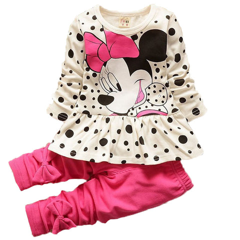 Autumn Spring Baby Girls Minnie Set Dot Top and Legging Pants children Clothing Kids Minnie Sets Girls Clothes Two-piece Set