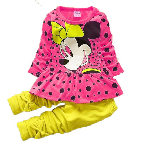 Autumn Spring Baby Girls Minnie Set Dot Top and Legging Pants children Clothing Kids Minnie Sets Girls Clothes Two-piece Set