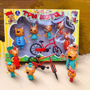 Children's toys Russian cartoon three cats in the Figures new year birthday gifts for Girls Boys Pretend Play with friends