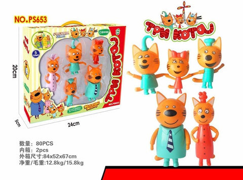 Children's toys Russian cartoon three cats in the Figures new year birthday gifts for Girls Boys Pretend Play with friends