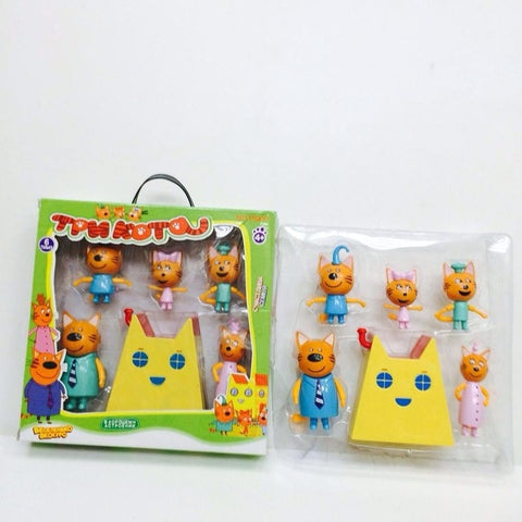 Children's toys Russian cartoon three cats in the Figures new year birthday gifts for Girls Boys Pretend Play with friends