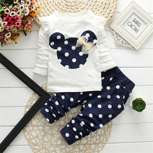 Newborn Kids Baby Girl Clothes2019 Baby Girls Winter Clothing Sets Cotton Cartoon Mouse Long Sleeve Bebes Suit