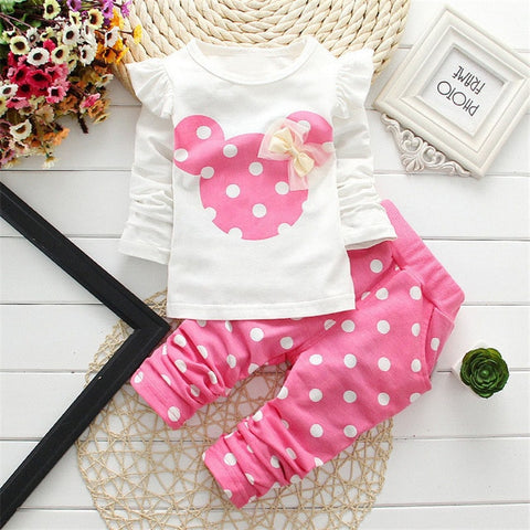 Newborn Kids Baby Girl Clothes2019 Baby Girls Winter Clothing Sets Cotton Cartoon Mouse Long Sleeve Bebes Suit