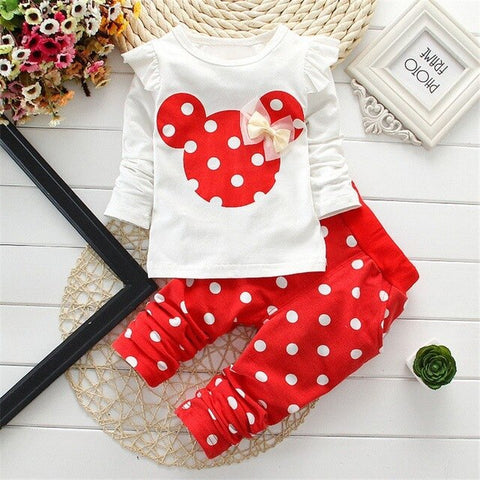 Newborn Kids Baby Girl Clothes2019 Baby Girls Winter Clothing Sets Cotton Cartoon Mouse Long Sleeve Bebes Suit