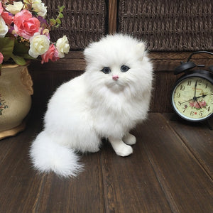 Realistic Cute Simulation Stuffed Plush White Persian Cats Toys Cat Dolls Table Decor Kids Boys Girls Xmas Gift