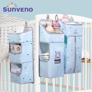 SUNVENO Portable Baby Crib Organizer Bed Hanging Bag for Baby Essentials Diaper Storage Cradle Bag Bedding Set Diaper Caddy