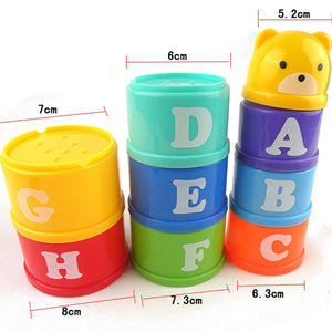 8PCS Educational Baby boy infant Toys 6Month+ Figures Letters Foldind Stack Cup Tower Children Early Intelligence