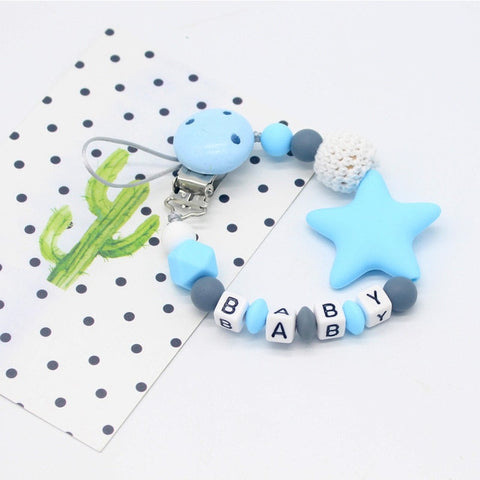 New Silicone Baby Pacifier Clips Letter Shape DIY Colorful Pacifier Chain for Baby Teething Soother Chew Toys Dummy Clip Holder