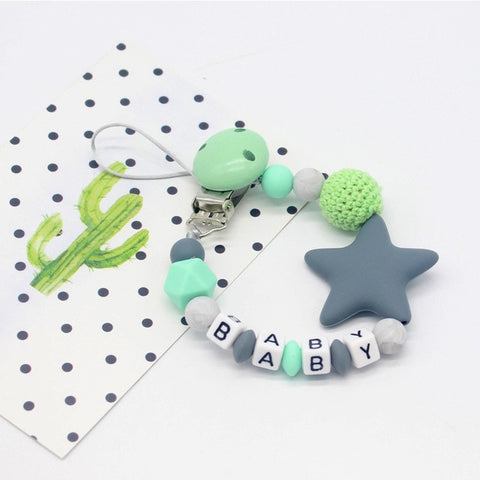 New Silicone Baby Pacifier Clips Letter Shape DIY Colorful Pacifier Chain for Baby Teething Soother Chew Toys Dummy Clip Holder