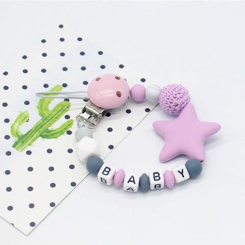 New Silicone Baby Pacifier Clips Letter Shape DIY Colorful Pacifier Chain for Baby Teething Soother Chew Toys Dummy Clip Holder