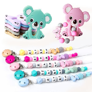 Baby Teether Bracelet Food Grade Silicone Chews Nurse Gift Toys Koala Teething Necklace pacifier clip with name DIY BABY custom