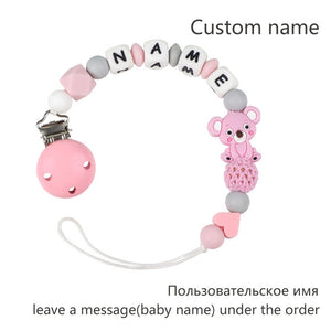 Baby Teether Bracelet Food Grade Silicone Chews Nurse Gift Toys Koala Teething Necklace pacifier clip with name DIY BABY custom