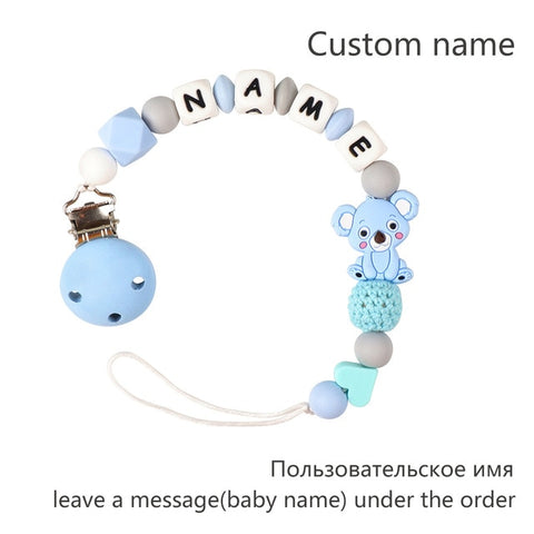 Baby Teether Bracelet Food Grade Silicone Chews Nurse Gift Toys Koala Teething Necklace pacifier clip with name DIY BABY custom