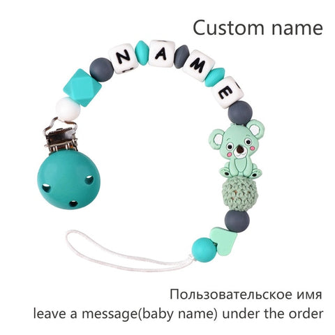 Baby Teether Bracelet Food Grade Silicone Chews Nurse Gift Toys Koala Teething Necklace pacifier clip with name DIY BABY custom