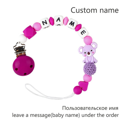 Baby Teether Bracelet Food Grade Silicone Chews Nurse Gift Toys Koala Teething Necklace pacifier clip with name DIY BABY custom