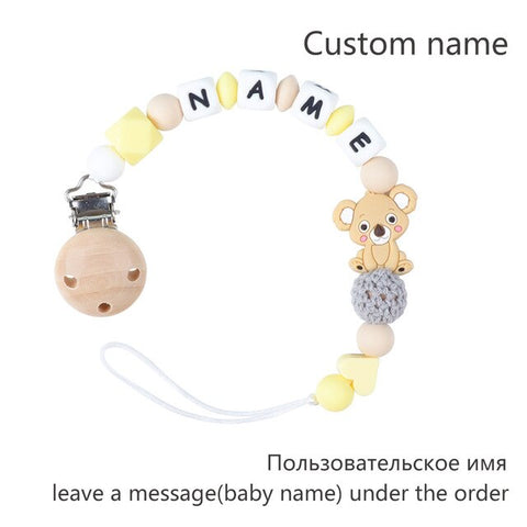 Baby Teether Bracelet Food Grade Silicone Chews Nurse Gift Toys Koala Teething Necklace pacifier clip with name DIY BABY custom