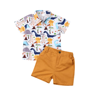 Newest Summer 2019 Kids Baby Boys Clothing Sets Cute Cartoon Dinosaur Tops T-shirt+Shorts 2pcs Toddler Boys Cotton Outfits Set