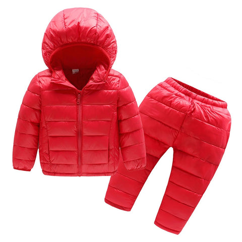 Autumn Winter Children Clothing Sets 2Pcs Cotton-Padded Jacket+Pants Baby Boys Girls Warm Coat Kids Winter Pants Suits For Girls