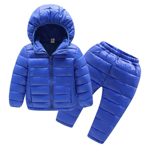 Autumn Winter Children Clothing Sets 2Pcs Cotton-Padded Jacket+Pants Baby Boys Girls Warm Coat Kids Winter Pants Suits For Girls