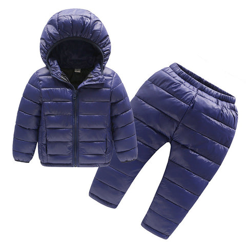 Autumn Winter Children Clothing Sets 2Pcs Cotton-Padded Jacket+Pants Baby Boys Girls Warm Coat Kids Winter Pants Suits For Girls