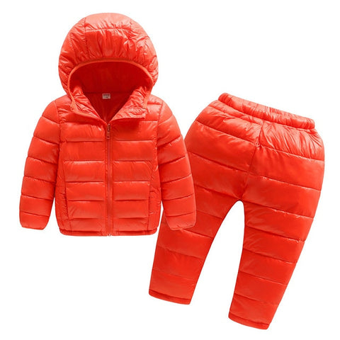 Autumn Winter Children Clothing Sets 2Pcs Cotton-Padded Jacket+Pants Baby Boys Girls Warm Coat Kids Winter Pants Suits For Girls