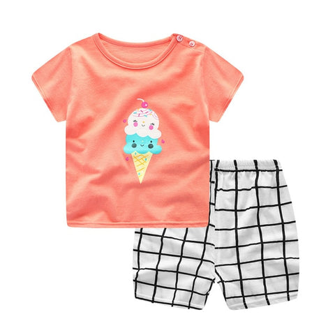 Summer children clothing sets cartoon toddler girls clothing sets top+pant 2Pcs/sets kids casual boys clothes sport suits outfit