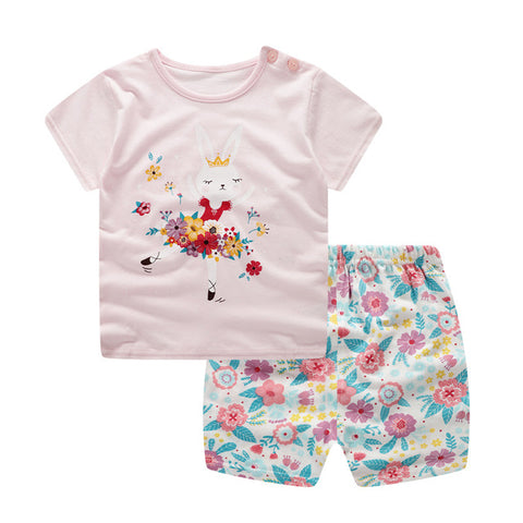 Summer children clothing sets cartoon toddler girls clothing sets top+pant 2Pcs/sets kids casual boys clothes sport suits outfit