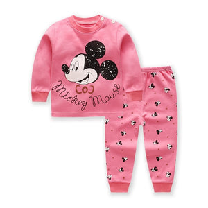 0-2year baby clothes set Winter cotton Newborn Baby boys girls Clothes 2PCS Mickey baby pajamas Unisex kids Clothing Sets