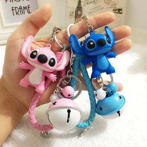 25 Styles New Arrival Cartoon Lilo and Stitch Keychain LED Stitch Key Ring Sound Flash Rope Bell Backpack Pandent Gifts