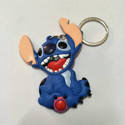 25 Styles New Arrival Cartoon Lilo and Stitch Keychain LED Stitch Key Ring Sound Flash Rope Bell Backpack Pandent Gifts