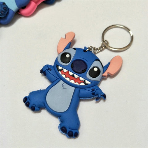 25 Styles New Arrival Cartoon Lilo and Stitch Keychain LED Stitch Key Ring Sound Flash Rope Bell Backpack Pandent Gifts