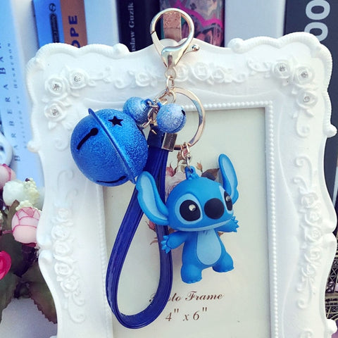 25 Styles New Arrival Cartoon Lilo and Stitch Keychain LED Stitch Key Ring Sound Flash Rope Bell Backpack Pandent Gifts