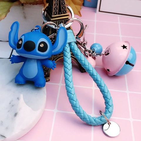 25 Styles New Arrival Cartoon Lilo and Stitch Keychain LED Stitch Key Ring Sound Flash Rope Bell Backpack Pandent Gifts
