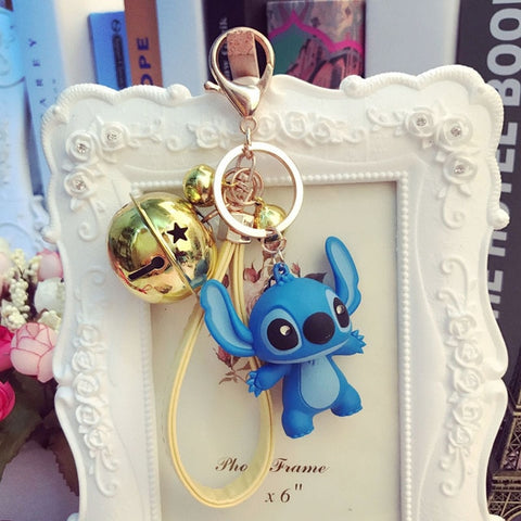 25 Styles New Arrival Cartoon Lilo and Stitch Keychain LED Stitch Key Ring Sound Flash Rope Bell Backpack Pandent Gifts