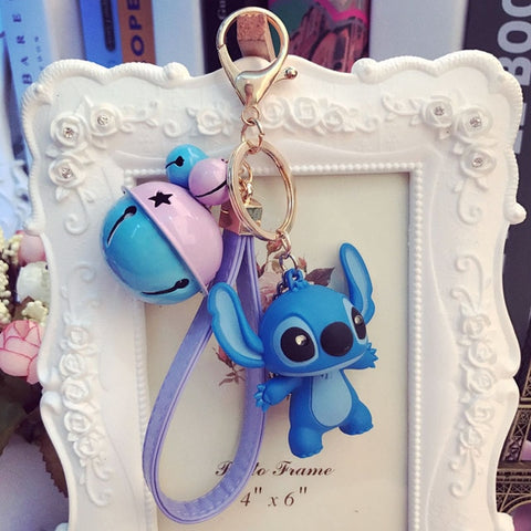 25 Styles New Arrival Cartoon Lilo and Stitch Keychain LED Stitch Key Ring Sound Flash Rope Bell Backpack Pandent Gifts