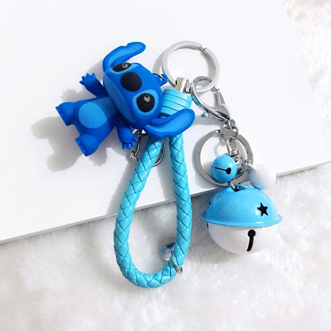 25 Styles New Arrival Cartoon Lilo and Stitch Keychain LED Stitch Key Ring Sound Flash Rope Bell Backpack Pandent Gifts