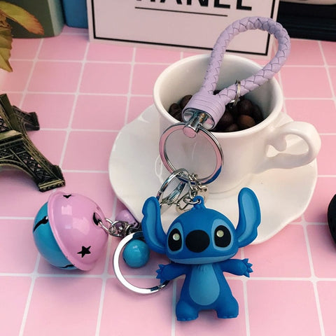 25 Styles New Arrival Cartoon Lilo and Stitch Keychain LED Stitch Key Ring Sound Flash Rope Bell Backpack Pandent Gifts