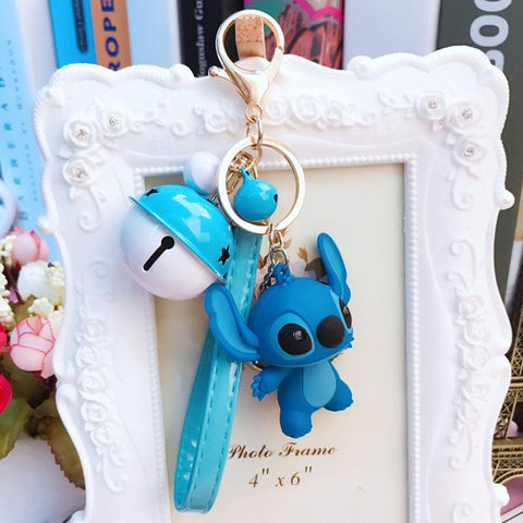 25 Styles New Arrival Cartoon Lilo and Stitch Keychain LED Stitch Key Ring Sound Flash Rope Bell Backpack Pandent Gifts
