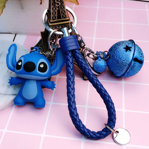 25 Styles New Arrival Cartoon Lilo and Stitch Keychain LED Stitch Key Ring Sound Flash Rope Bell Backpack Pandent Gifts