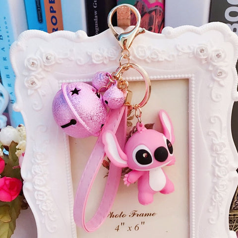 25 Styles New Arrival Cartoon Lilo and Stitch Keychain LED Stitch Key Ring Sound Flash Rope Bell Backpack Pandent Gifts