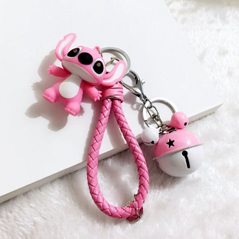 25 Styles New Arrival Cartoon Lilo and Stitch Keychain LED Stitch Key Ring Sound Flash Rope Bell Backpack Pandent Gifts