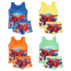 Hot Marvel Kids Clothing Summer Cartoon sleeveless T-shirt Children Vest Spiderman Superman T shirts Panties Boxers Briefs set