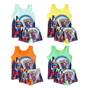 Hot Marvel Kids Clothing Summer Cartoon sleeveless T-shirt Children Vest Spiderman Superman T shirts Panties Boxers Briefs set