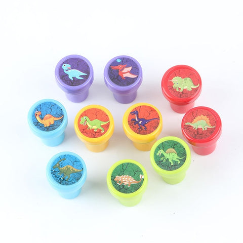 10pcs/Set Children Toy Stamps Cartoon Animals Fruits Kids Seal For Scrapbooking Stamper DIY Cartoon Stamper Toys