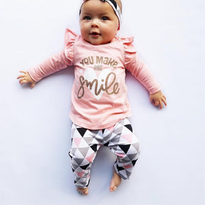 Baby Girl Clothes Set 2019 Autumn 3pcs Set Cotton T-shirt Pants Headband fall Infant Clothes Newborn Baby Girl Clothing Set